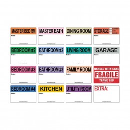 4 Bedroom House Color Coded Moving Labels with Notes Section 2″ x 3″
