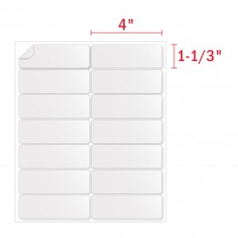 14 Labels Per Sheet of 1-1/3″ x 4″ White Address Labels