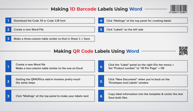 How to Create and Print Barcode Labels From Excel and Word